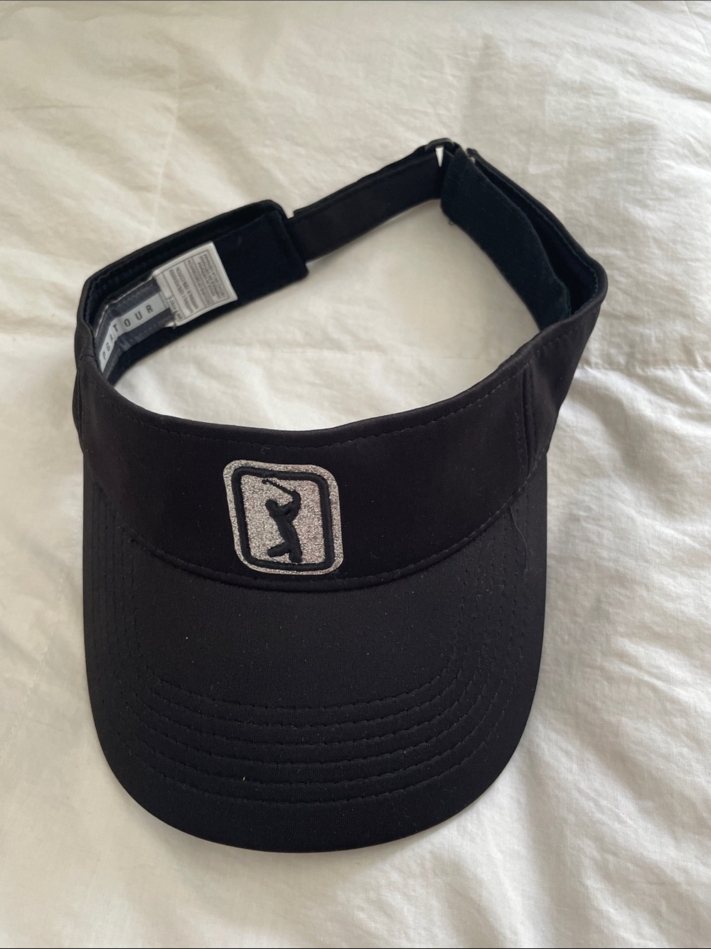 PGA Tour Black Visor with White Embroidered Logo
